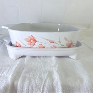 Vintage Corningware “Peach Floral” A-2-B Dish